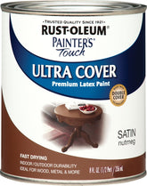 Painter's Touch Ultra Cover 240290 Enamel Paint, Water Base, Satin Sheen, Nutmeg, 0.5 pt, Can, 120 sq-ft Coverage Area